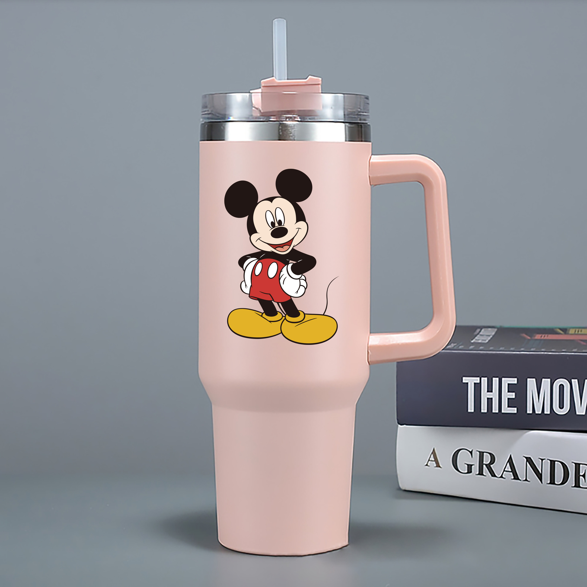 （画像用） ミッキーマウス Mickey Mouse 1200mL車用タンブラー - クリスタルステッカー（プラスチックストロー付き）